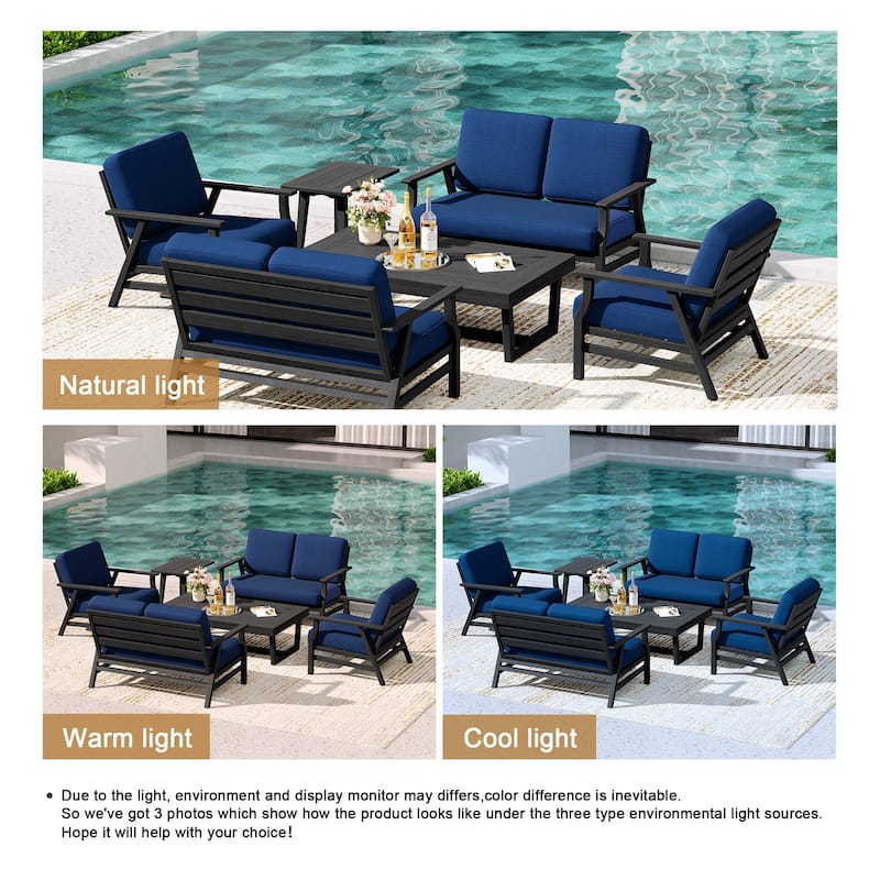 4-Piece Teak Outdoor Conversation Set With 2 Loveseats, Coffee Table & Side Table
