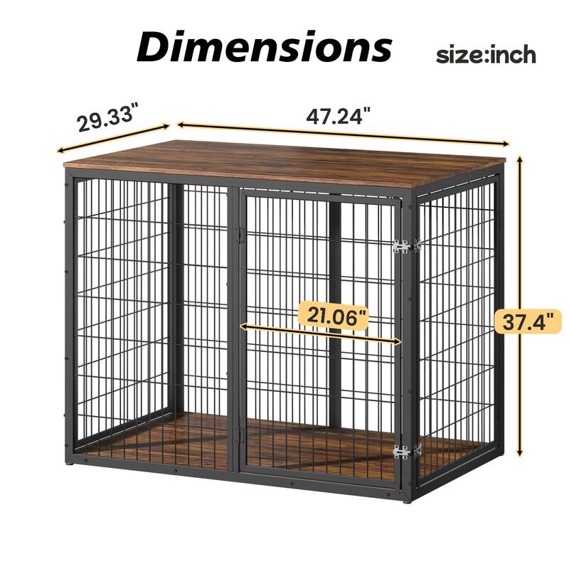 47'' Dog Crate Dog Cage Furniture with 3 Doors for Large and Medium Dogs