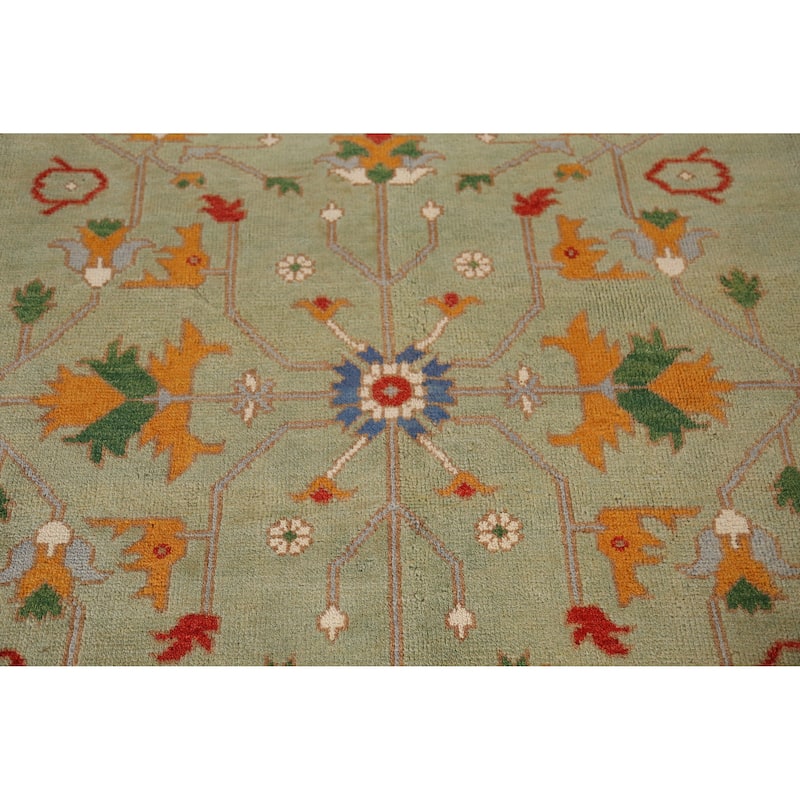 Green Heriz Serapi Indian Area Rug Handmade Wool Carpet - 8'10" x 11'9"