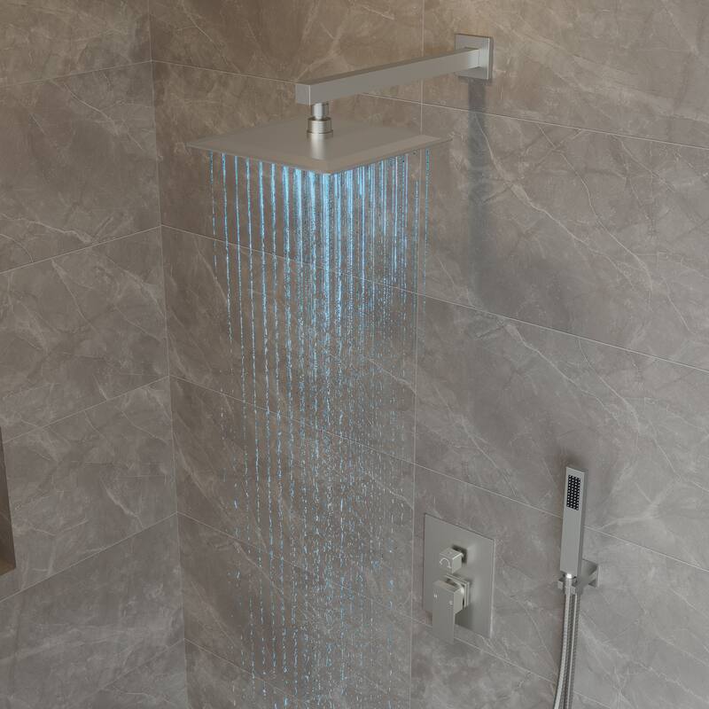 Pressure Balanced Shower Faucet System ,10" LED Shower Head with Handheld Spray