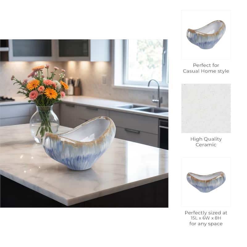 Ceramic Decorative Bowl with Sculptural Design and Glazed Finish
