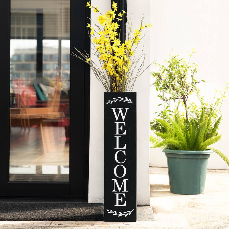 Glitzhome 30"H Rustic Welcome & Home or Welcome & Porch Double Sided Wooden Planter Sign Front Door Decor(2025 Quality-upgraded)