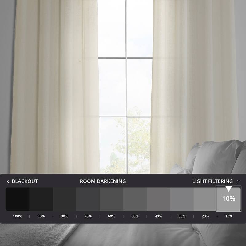 Exclusive Fabrics Faux Linen Grommet Sheer Curtains For Bedroom & Living Room Curtains - Single Panel Window Curtains