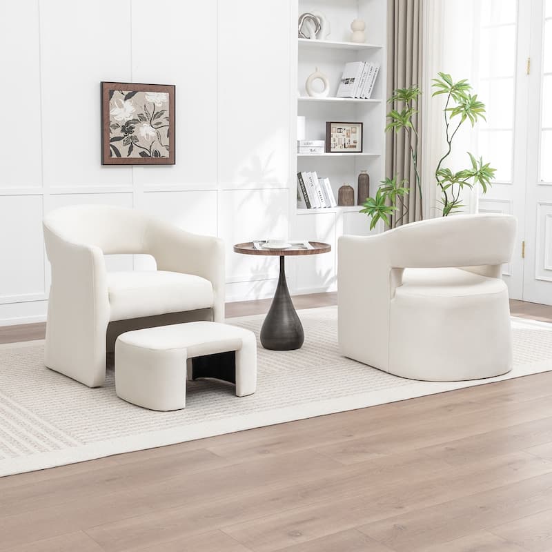 SEYNAR Modern Glam Velvet Accent Armchair Open Back with Ottoman Set of 2