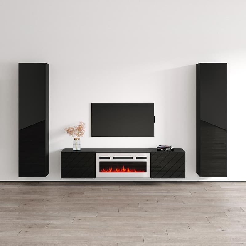 Luxe WH-EF Floating Fireplace Entertainment Center - 40 - Black