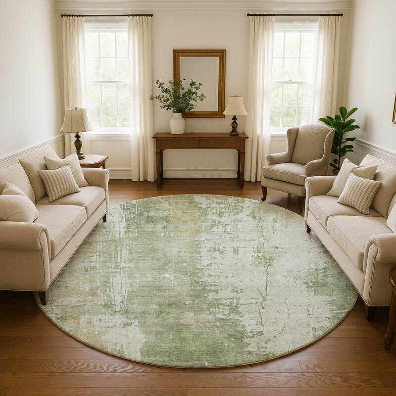 Premium Washable Super Soft Abstract Modern Mayfield Rug - Sage - 8' x 8'