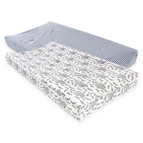 slide 1 of 1, Touched by Nature Baby Organic Cotton Changing Pad Cover, Blue Elephant, One Size - Blue Elephant Organic Cotton - Blue Elephant