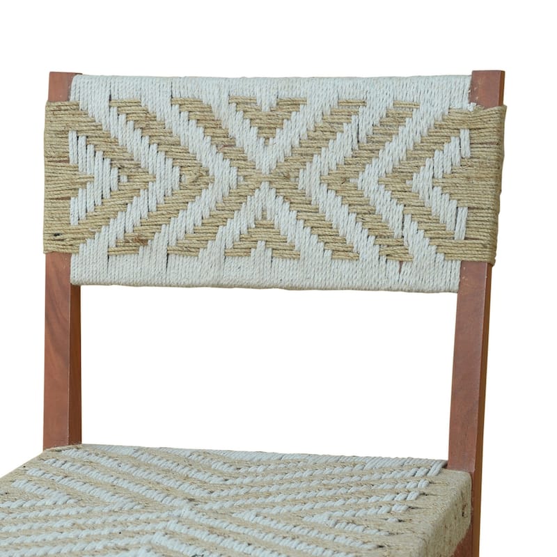 Cero 29 Inch Barstool Chair Set of 2, Wood, Cotton Woven, Brown, Gray