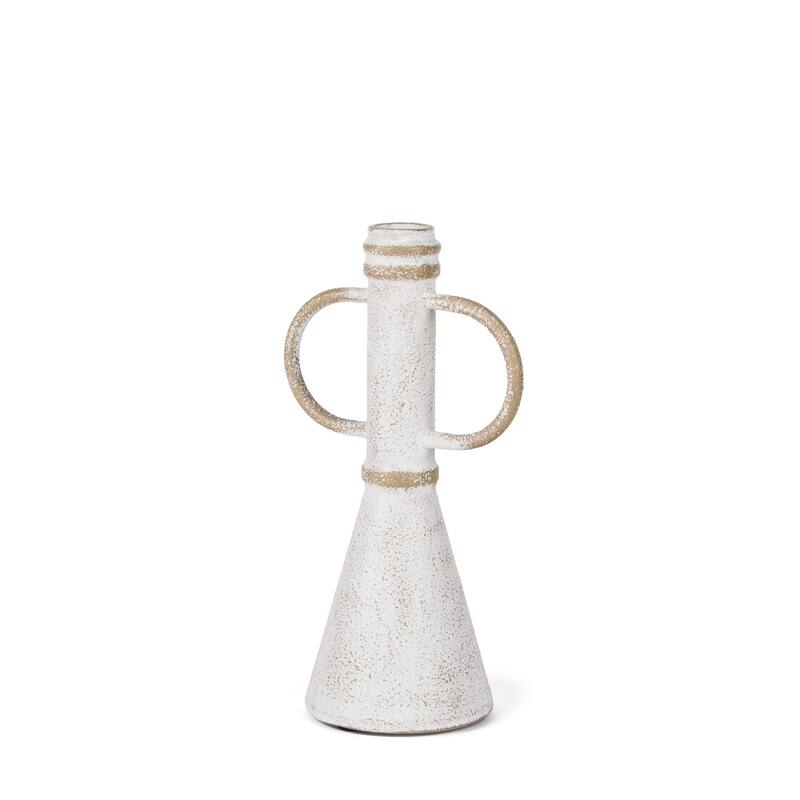 HomeRoots 10" White And Beige Metal Tabletop Sculpture - 5.91 in. x 10.04 in. x 3.94 in.