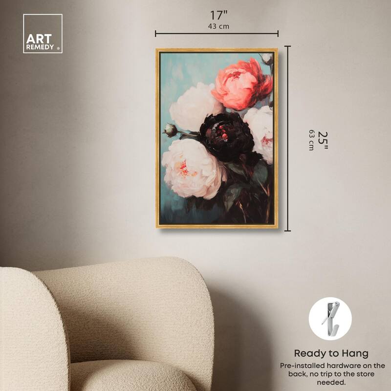 Three Shades of Peony I Canvas by Art Remedy