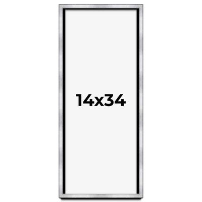 14x34 Shadow Box Frame Silver | 1.375 Inches Deep Real Wood