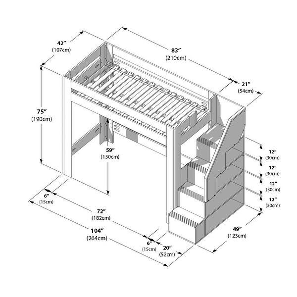 Olympic Twin XL Loft Bed with Ladder