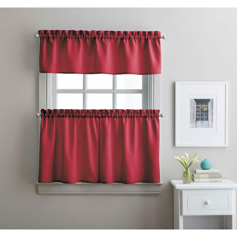Curtainworks Solid Twill 3-Piece Kitchen Curtain Tier Set