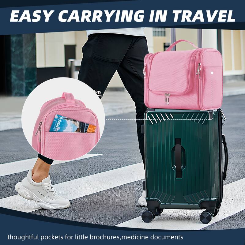 Large Hanging Toiletry Bag for Travel & Daily Use, Water-Resistant Dopp Kit for Makeup, Shaving, Toiletries