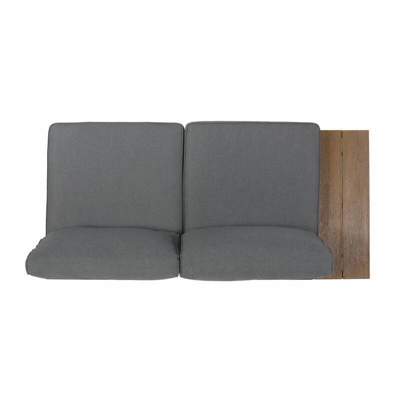 Mid-Century Modern Outdoor Sectional Sofa with Faux Wood Accents