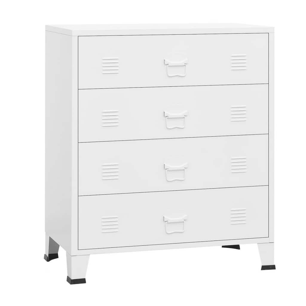 Nova Accent Cabinet, 37 Inch, 4 Drawers, Modern White Metal Frame