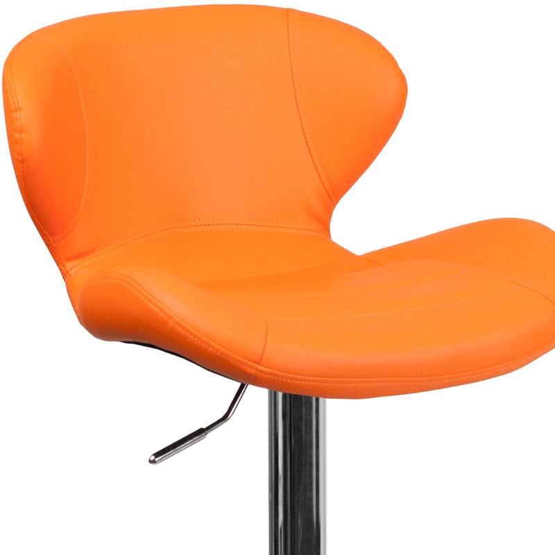 Modern Low-back Height-adjustable Chrome/Vinyl Barstools (Set of 2)