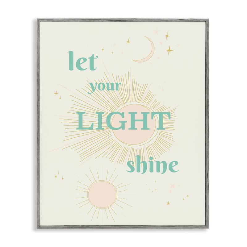 Stupell Let Your Light Shine Framed Giclee Art Design By Sweet Melody Designs - 16 x 20 - Grey