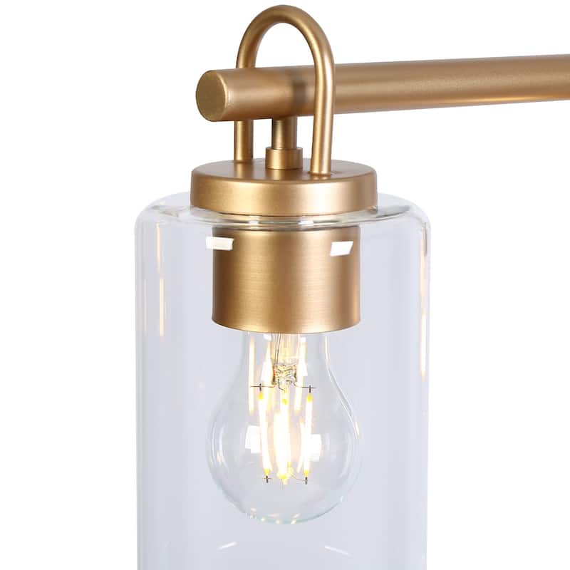 Modern Bronze Gold Linear Island Chandelier Farmhouse Dining Pendant with Cylinder Glass - 41.1"W x 4.3"D x 22.9"-72.9"H