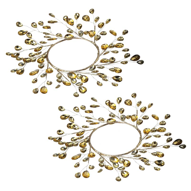 4.5" Metal Jewel Candle Ring Set of 2 - 11
