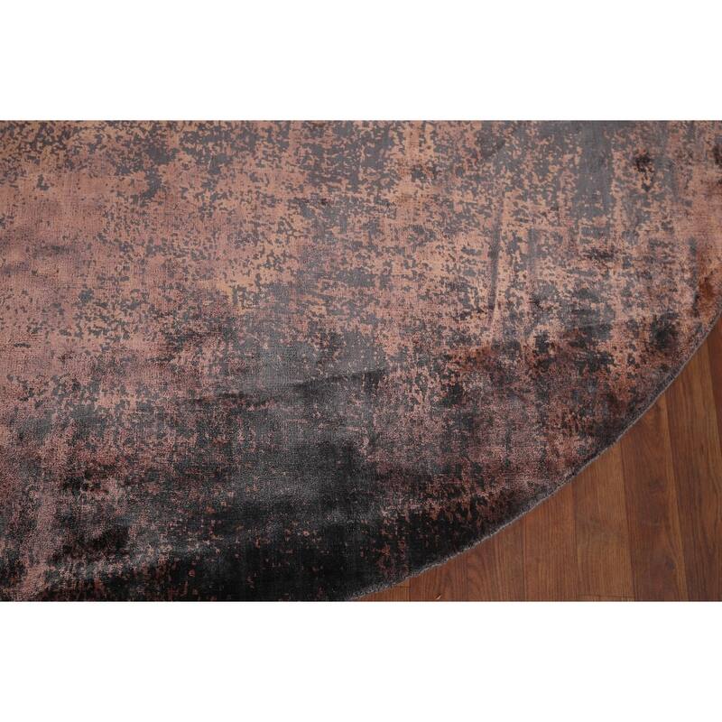 Abstract Indian Round Rug Hand-Knotted Wool Carpet - 9'2"x 9'2"
