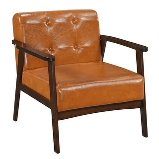 Costway Accent Chair with Armrest & Rubber Wood Frame Button Tufted - See Details