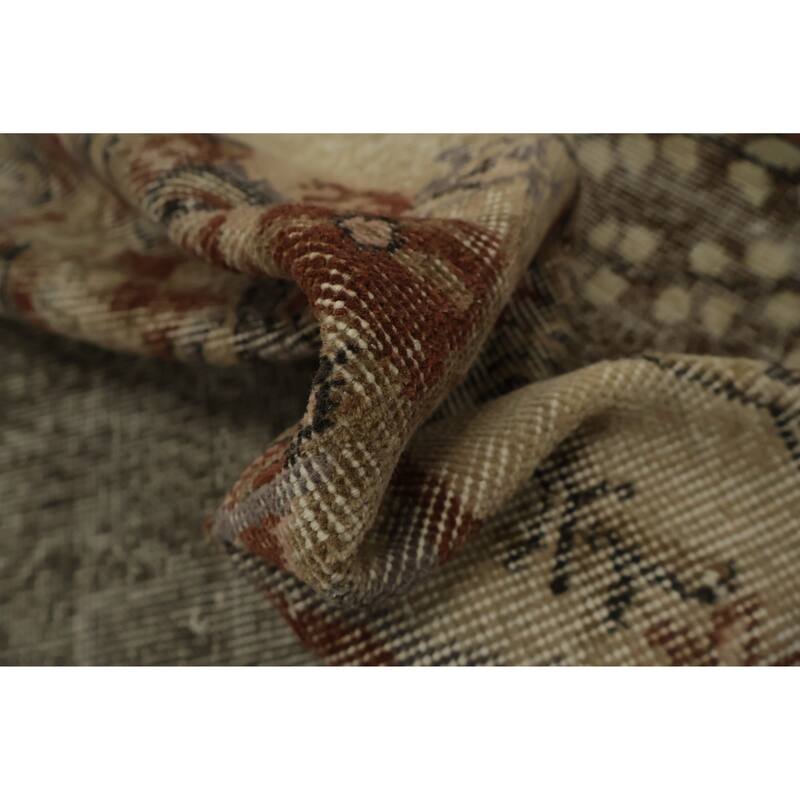 Hand Knotted Oriental 100% Wool Carpet Transitional Floral Beige & Ivories Anatolian Area Rug - 9' 0'' X 5' 5''