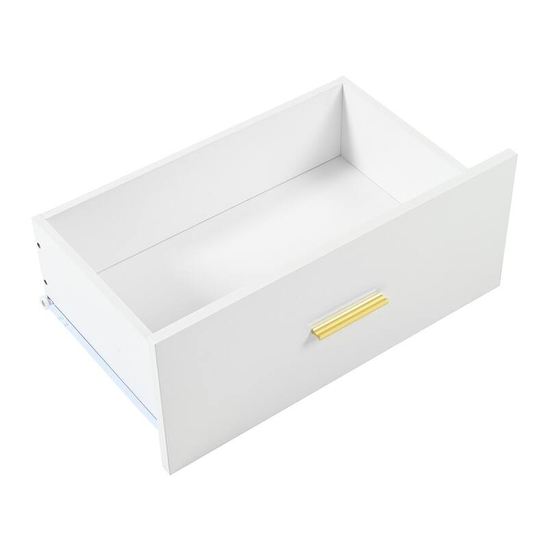 Modern Minimalist 9-Drawer Dressing Table, Entryway Table with Gold Handles and Waterproof Design, for Bedroom