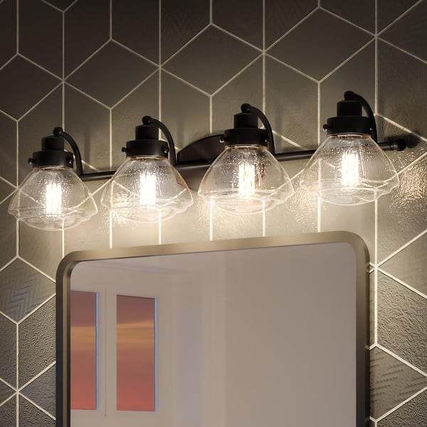 slide 2 of 7, Luxury Colonial Bath Vanity Light, 8"H x 33.75"W, with Modern Farmhouse Style, Parisian Bronze, UQL2653 by Urban Ambiance