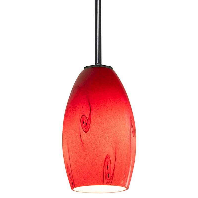 Access Lighting Merlot Bronze LED Rod Pendant, Red Sky Shade