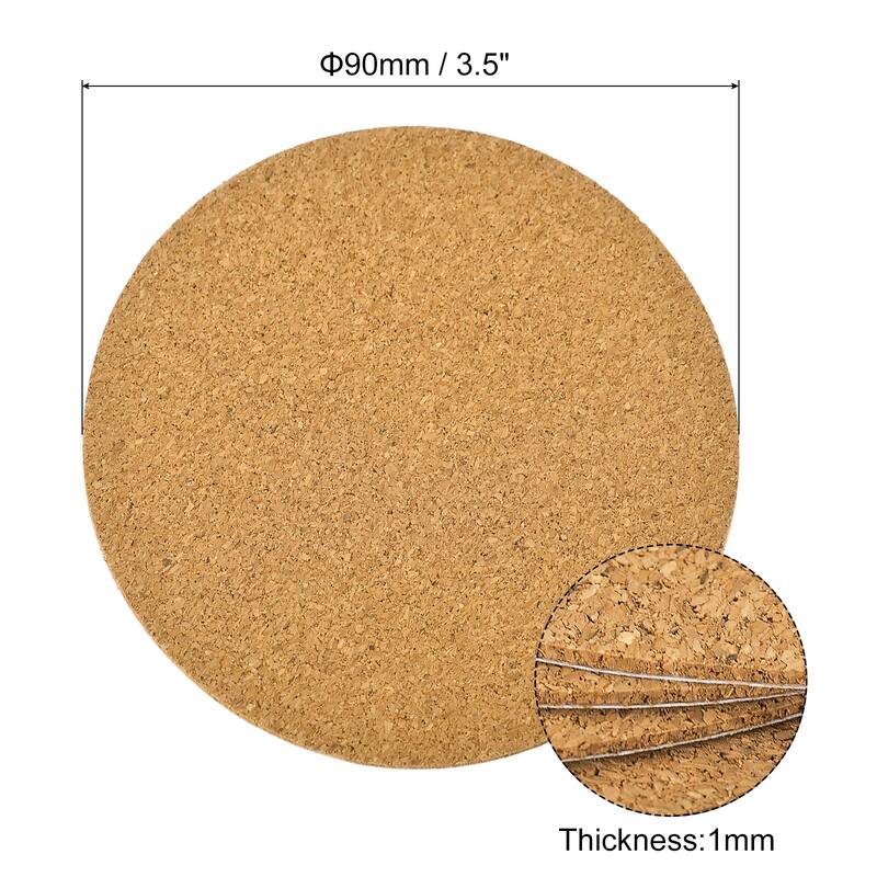 100pcs Self-Adhesive Cork Round, 3.5 inch Cork Backing Sheets Cork Coasters - Brown - Brown