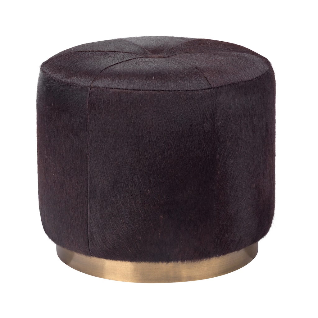 Jamie Young Thackery Hide On Roud Pouf, Small