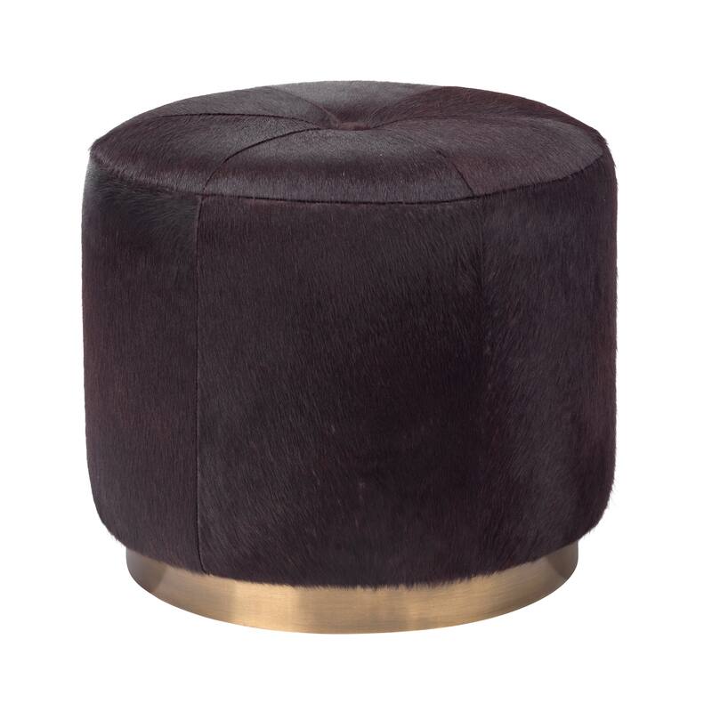 Jamie Young Thackery Hide On Roud Pouf, Small