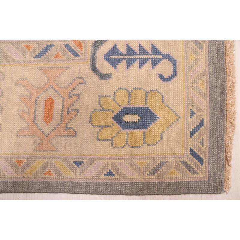 ECARPETGALLERY Hand-knotted Modern Oushak Dark Grey Wool Rug - 9'0 x 11'11