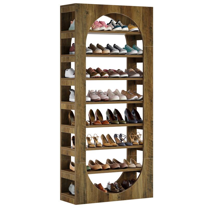 70.87" Shoe Rack, Wooden Shoe Cabinet, Large Capacity Shoe Organizer for Closet, Entryway, Hallway, Living Room