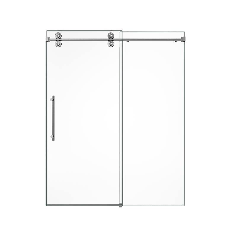 GDFStudio - Modern America Design Frameless Single Sliding Shower Door with 5/16" SGCC Tempered Glass & Stainless Steel Hardware