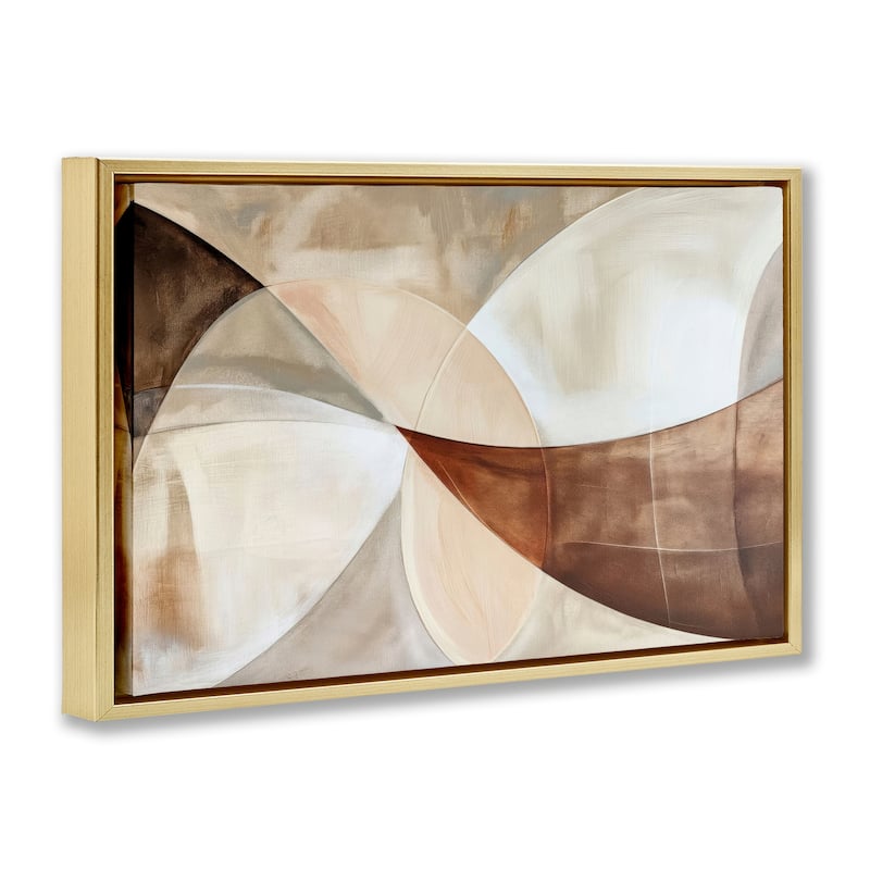 Stupell Curved Neutral Tones Abstraction Framed Floater Canvas Wall Art Design By LSR Creative Studio