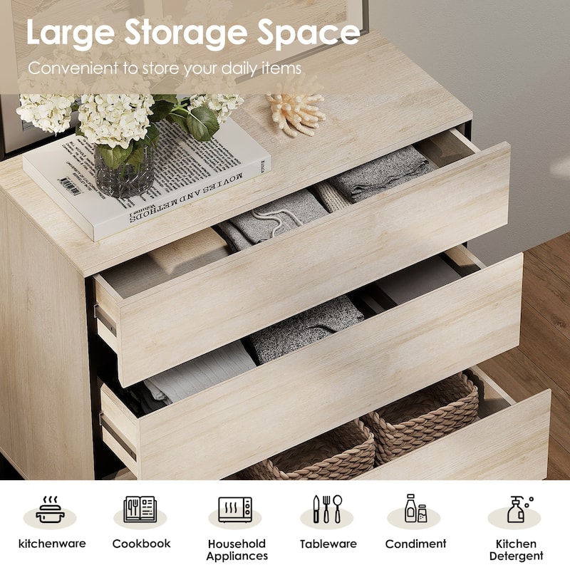 WAMPAT Modern TV Stand for TVs up to 100 inch, 3 in 1 TV Console with Adjustable Shelves and 3 Drawers for Living Room,Bedroom