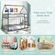 preview thumbnail 21 of 20, Twin Over Twin Bunk Bed with Fence and Ladder for Kids