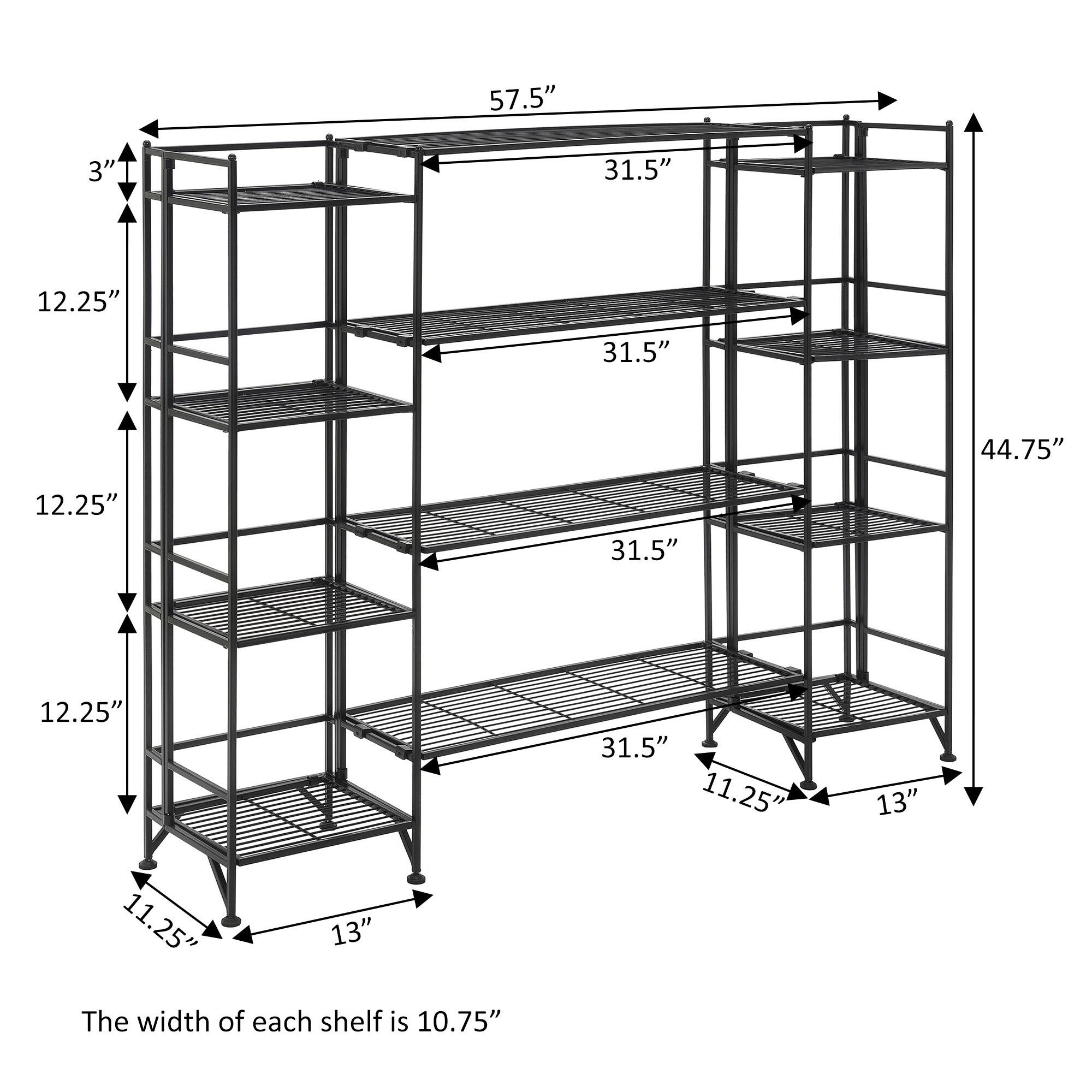 Xtra Storage 4 Tier Folding Metal Shelves with Set of 4 Deluxe