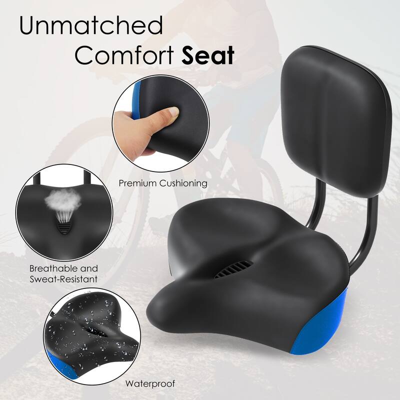 DoCred Oversized Universal Bike Seat, Saddle with Backrest