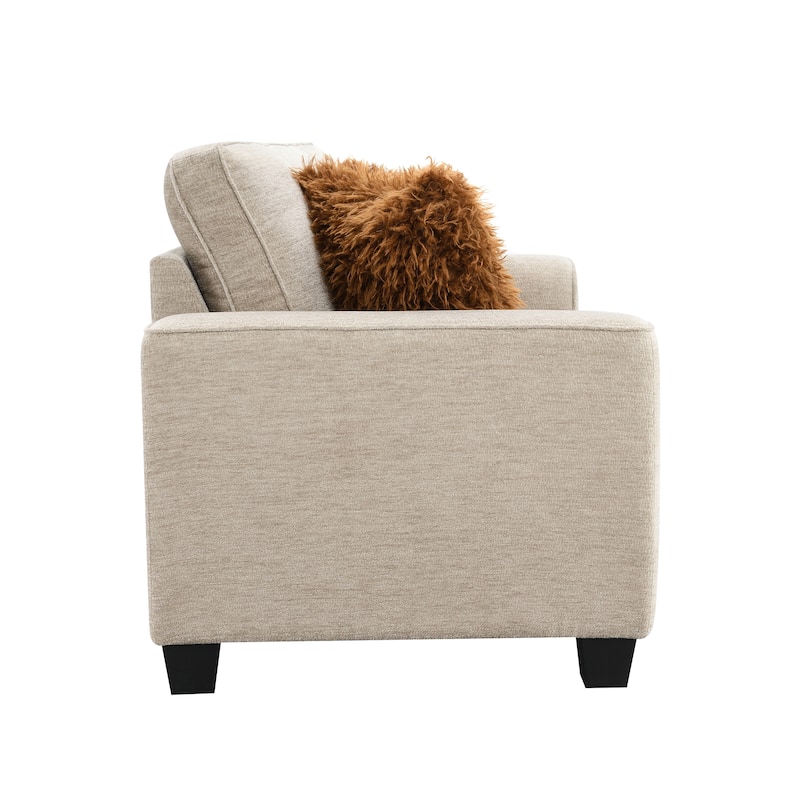 Furniture of America Maevy 2-Piece Taupe Chenille Sofa Set with Accent Pillows