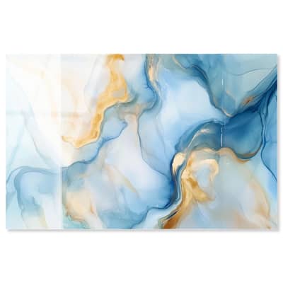 Blue Veined Gold Acrylic by Art Remedy, Ready to Hang