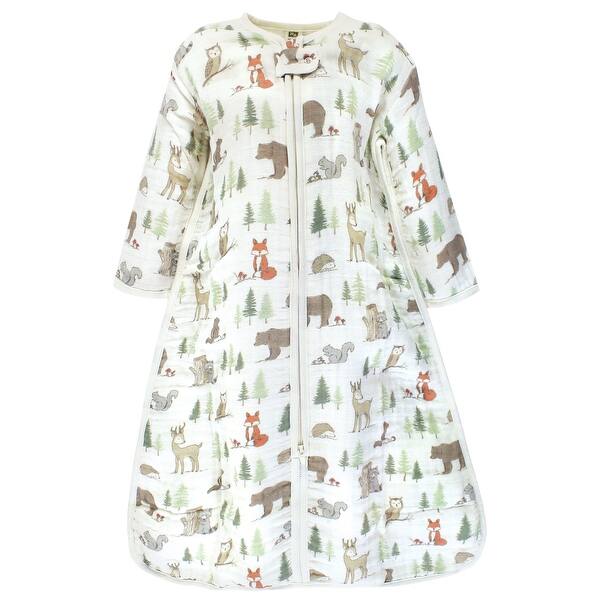 slide 1 of 1, Hudson Baby Infant Boy Long Sleeve Muslin Sleeping Bag, Wearable Blanket, Sleep Sack, Forest Animals
