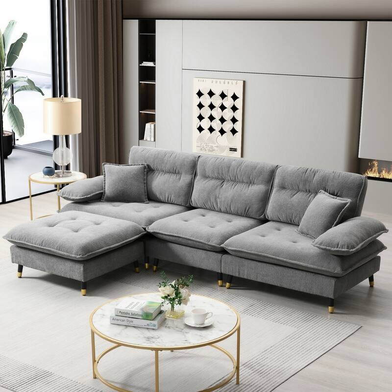 4-seater tufted sofa set - Gray