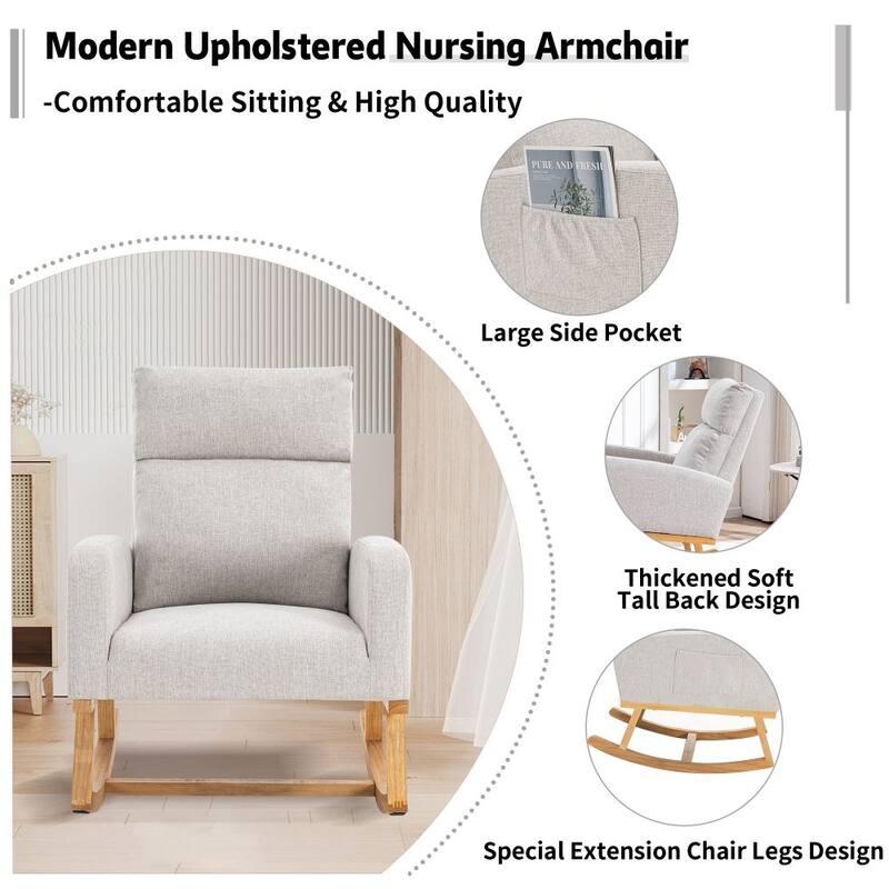 HOMYKA 28" Wide Rocking Chair for Nursery with Solid Wood Leg Set of 2