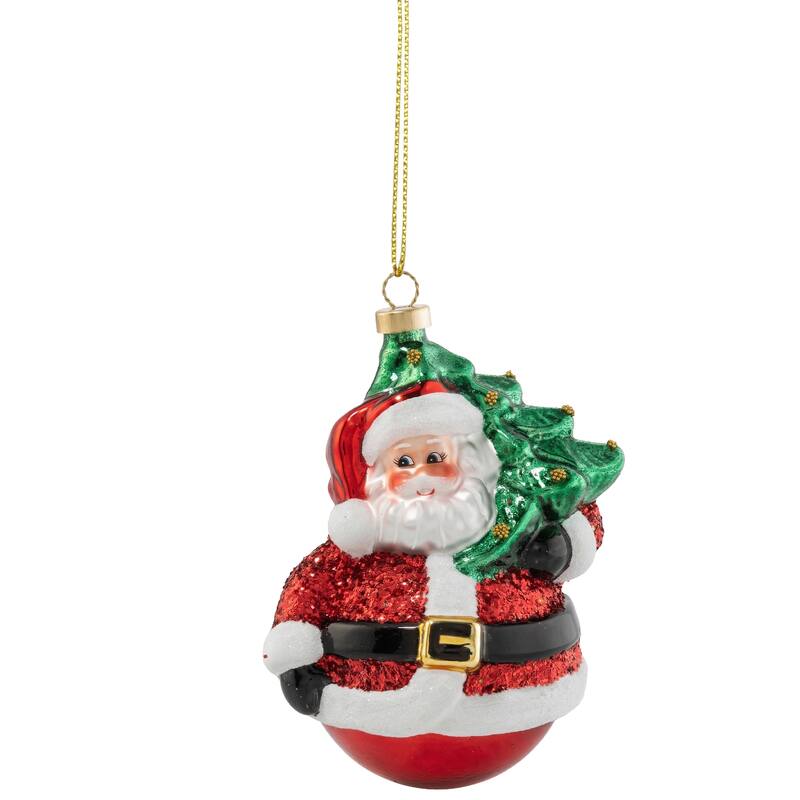 Santa and Yule Tree Delivery Christmas Ornament - 4.5"