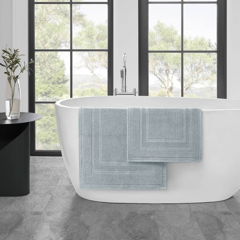 Jean Pierre Cotton Stonewash Racetrack 2-Piece Bath Rug Set