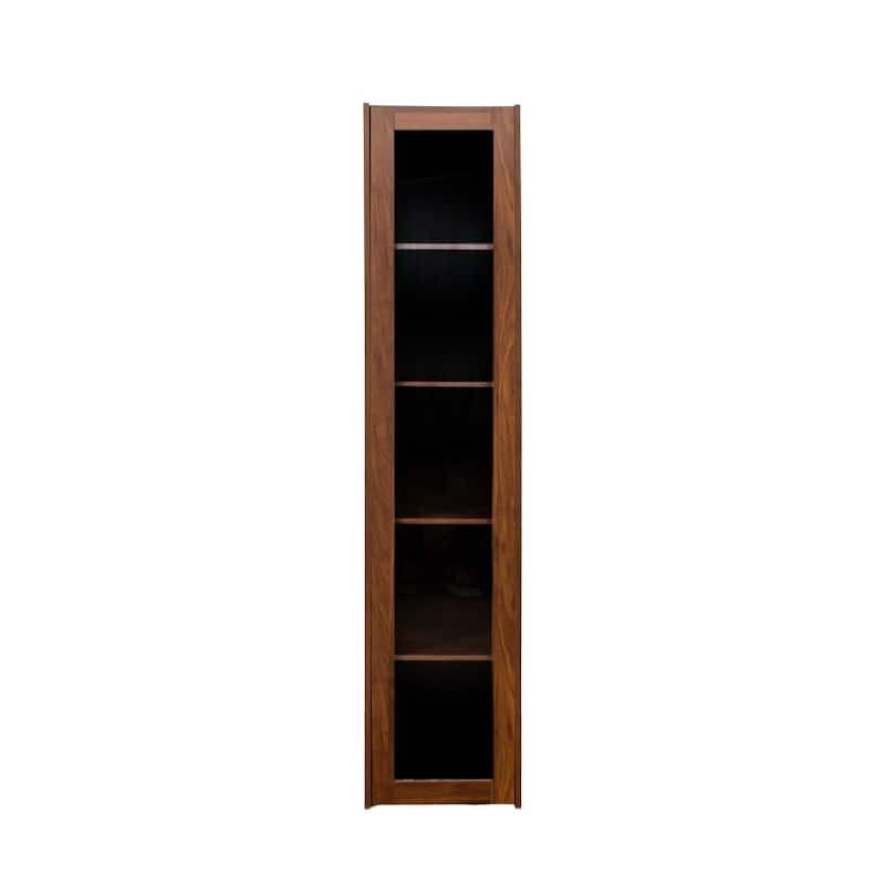 5-Tier Display Cabinet Bookcase Storage with Glass Door and LED Lights