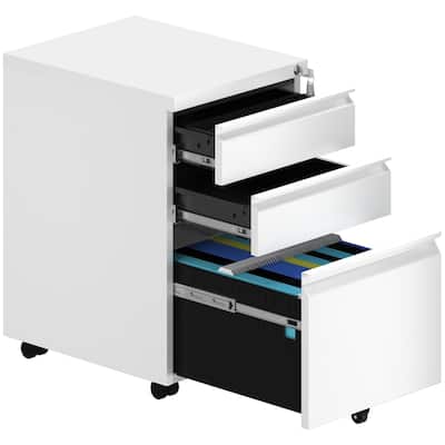 Modern 2/3-Drawer Locking Rolling Wheeled Steel File Cabinet